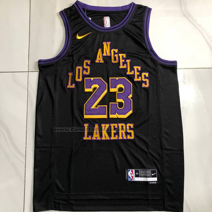 Maglia Los Angeles Lakers Lebron James No 23 Citta 2025-26 Nero